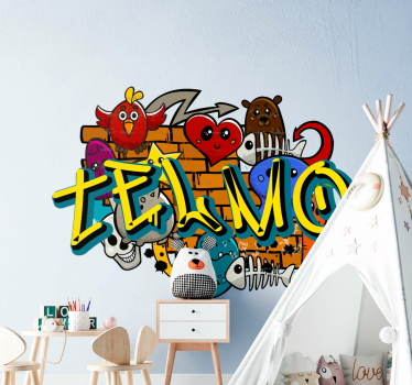 full color graffiti with personalised name urban decal - TenStickers