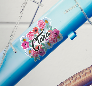 Flowers bike sticker with name - TenStickers