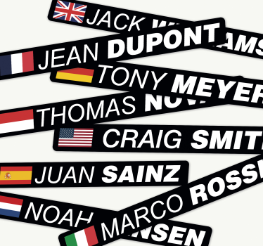 Road bicycle with flag and name bike sticker - TenStickers