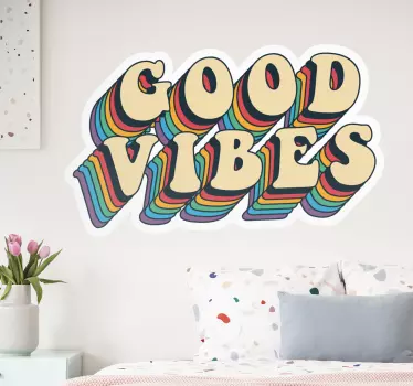 70's Good vibes quote wall decal - TenStickers