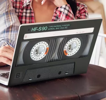 80s retro cassette laptop sticker - TenStickers