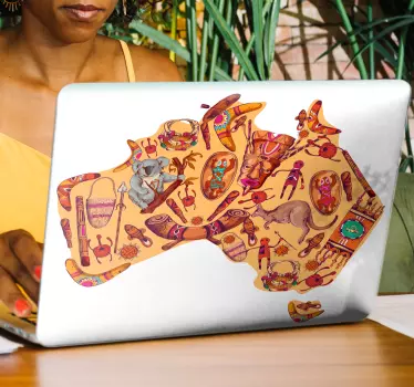 Aboriginal Australian map pattern laptop stickers - TenStickers