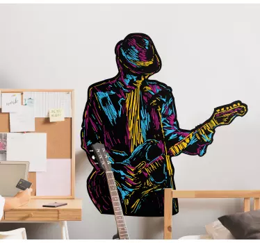 Abstract guitar player Wall decals for teenagers room - TenStickers