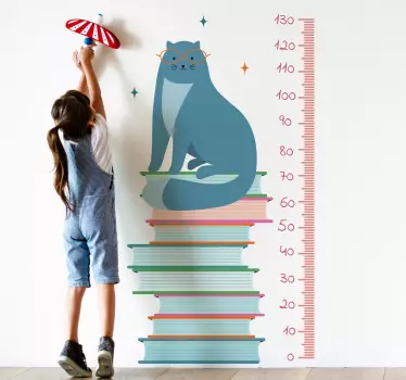 Adorable Cat Growth Chart height chart sticker - TenStickers
