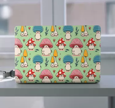 Adorable Mushroom Figures laptop skin - TenStickers