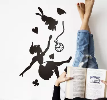Alice and the White Rabbit fairy tale wall decal - TenStickers