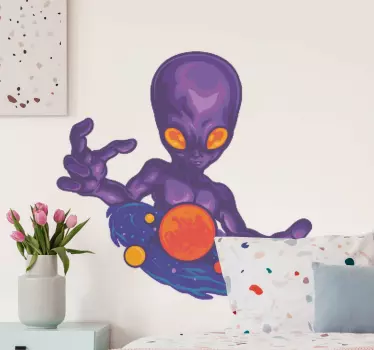 Alien and its universe space decal - TenStickers