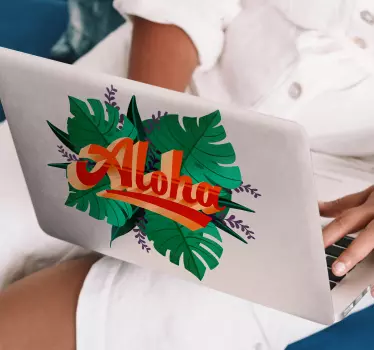 Aloha text vintage laptop sticker - TenStickers