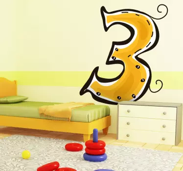 Alphabet letter sticker playful number three - TenStickers