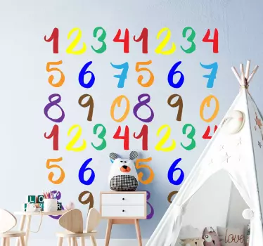 Alphabet letter sticker with colorful number designs - TenStickers