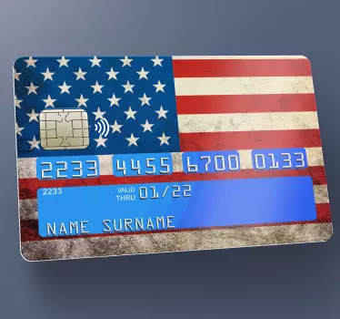 american flag credit card sticker - TenStickers