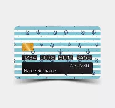 Anchor on stripes pattern bank card sticker - TenStickers