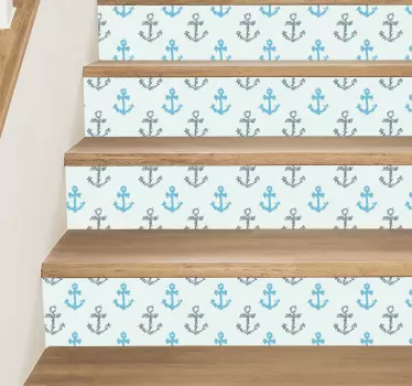 Anchor Pattern Steps stair riser sticker - TenStickers