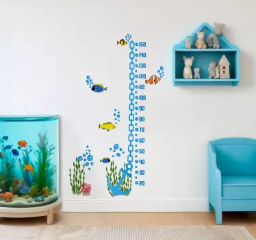 Anchor with fish height chart sticker - TenStickers