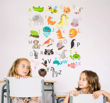 Animal Alphabet Wall Art Stickers - TenStickers