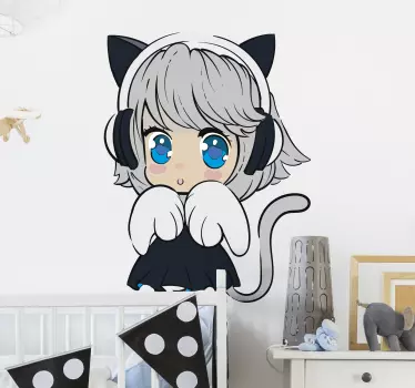 Anime little girl illustration wall art - TenStickers