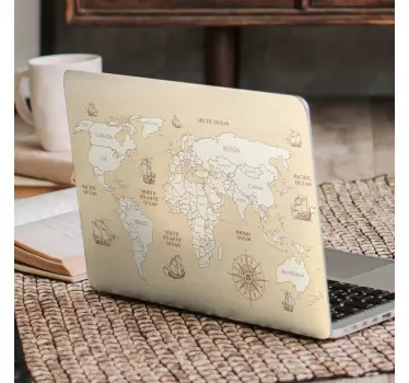 Antique worlds map with countries laptop sticker - TenStickers