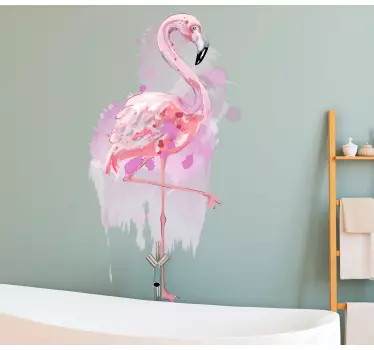 Artistic bright watercolour flamingo  bird sticker - TenStickers