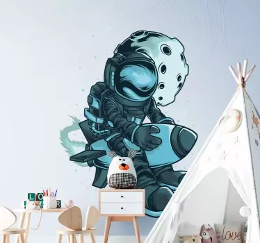 Astronaut rocket space sticker - TenStickers