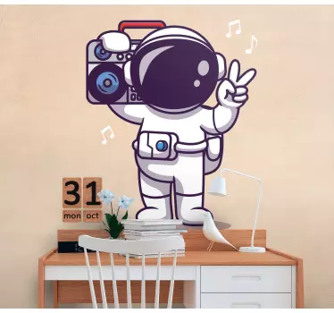 Astronaut with stereo Wall decals for teenagers room - TenStickers