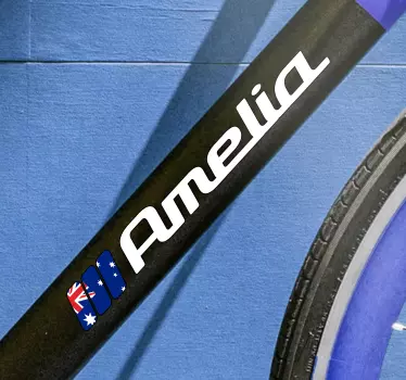 Australia flag in rectangle and custom name bike sticker - TenStickers