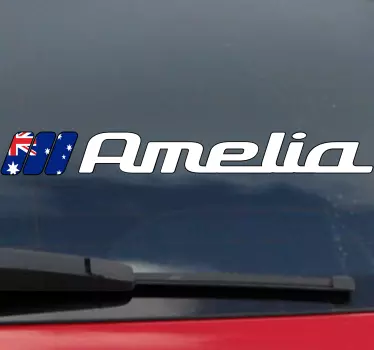 Australia flag in rectangle and custom name car decal - TenStickers