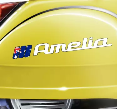 Australia flag in rectangle and custom name motorcycle stickers - TenStickers
