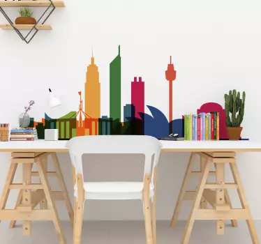 Australia Monuments city skyline silhouette wall decal - TenStickers