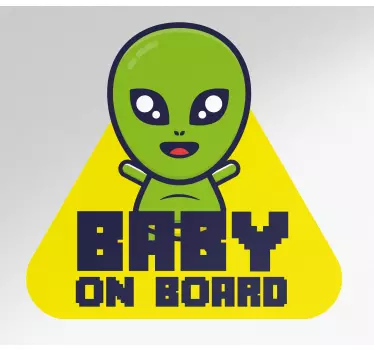 Baby on board cute alien baby in car sticker - TenStickers