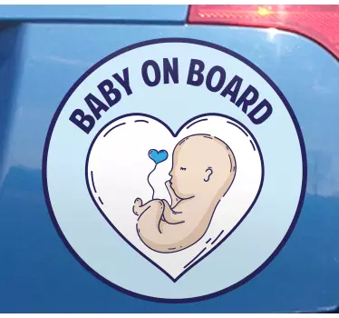 Blue heart cute design baby on board sticker - TenStickers