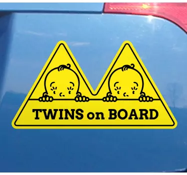 Baby on board sticker caution twins inside - TenStickers