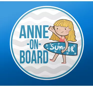 Baby on board sticker personalized surfing journey - TenStickers