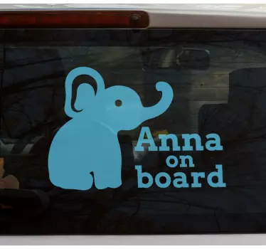 Baby on board sticker with elephant personalization - TenStickers