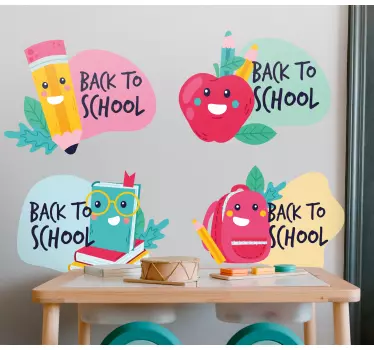 Back to school different symbols window decal - TenStickers