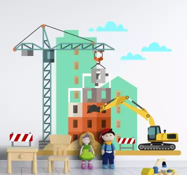 Bagger in construction site Kids Bedroom Wall Sticker - TenStickers