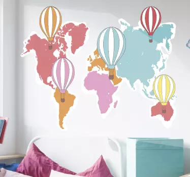 balloons world map sticker - TenStickers