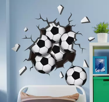 Balls falling from the wall football wall sticker - TenStickers