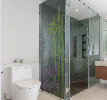 Bamboo and flower reeds shower decal - TenStickers