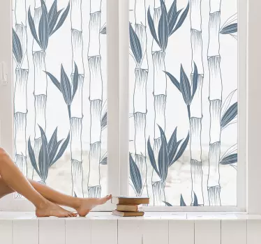 Bamboo plants pattern for glass shower sticker - TenStickers
