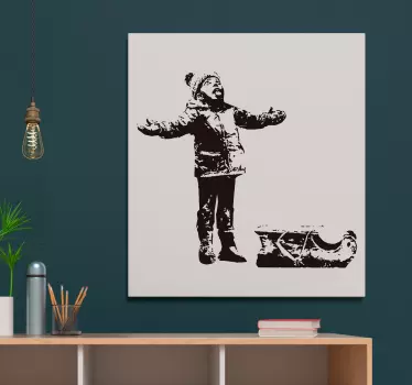 Banksy boy in the snow vinyl wall art decal - TenStickers