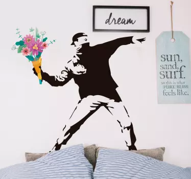 Banksy Revolution Flowers vinyl wall art decal - TenStickers