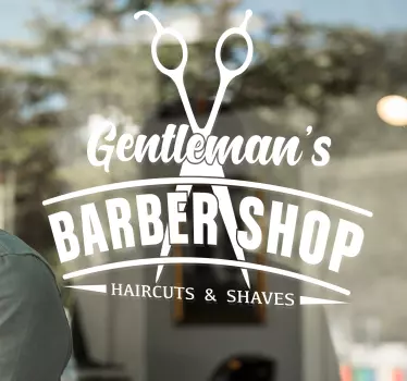 Barber showcase with scissors wall decal - TenStickers