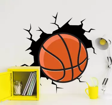 Basketball through the wall  visual effects wall sticker - TenStickers