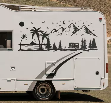 Beach and mountains caravan decals - TenStickers