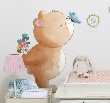 Bear and butterfly wall decal - TenStickers