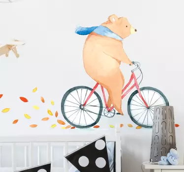 Bear in autumn illustration wall art - TenStickers