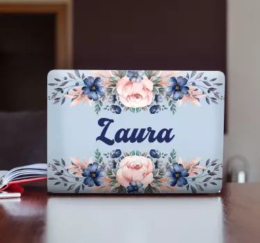 Beautiful banner floral leaves laptop stickers - TenStickers