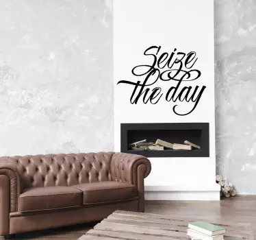 Calligraphy seize the day motivational wall sticker - TenStickers