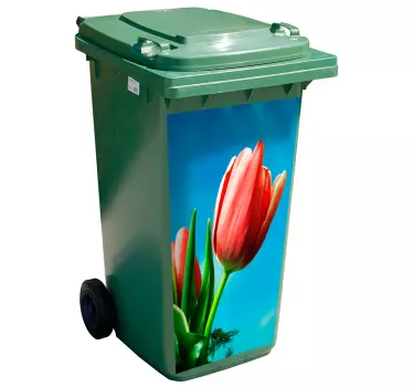 Beautiful tulip blooms recycling decal for bin - TenStickers