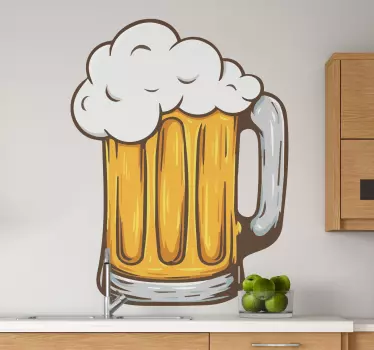 Beer bubbles glass drink wall decal - TenStickers